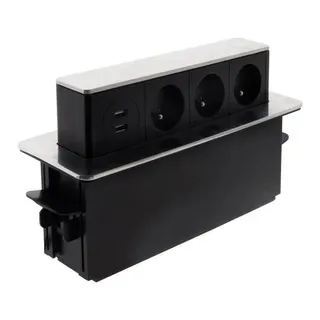 Listwa wysuwana Otio pozioma 3 gniazda z uziemieniem 2 USB 3 x 1,5 mm2 2 m