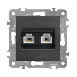 Gniazdo Dpm Quad RJ45 / RJ11 czarne