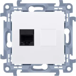 Gniazdo komputerowe RJ45 pojedyncze Kontakt-Simon S10 z uziemieniem kat 5e białe