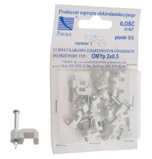Uchwyty kablowe Elgotech plastikowe 2 x 0,5 mm białe 25 szt.