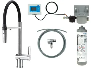 Bateria kuchenna z zestawem do filtracji wody z elastyczną wylewką DEANTE Magnetic, chrom