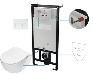 Zestaw WC podtynkowy 6 w 1 DEANTE Peonia, bianco, biały
