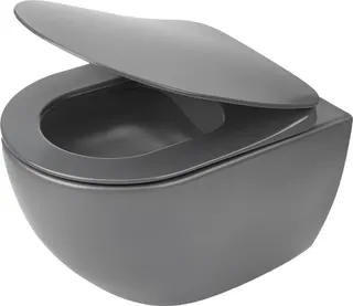 Miska WC z deską bezkołnierzowa DEANTE Peonia, antracyt, titanium