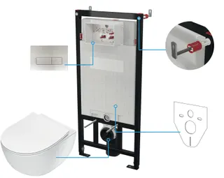 Zestaw WC podtynkowy 6 w 1 DEANTE Peonia, biały, stal szczotkowana