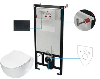 Zestaw WC podtynkowy 6 w 1 DEANTE Peonia, biały, nero