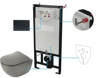 Zestaw WC podtynkowy 6 w 1 DEANTE Peonia, antracyt, nero, titanium