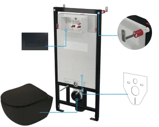 Zestaw WC podtynkowy 6 w 1 DEANTE Peonia, nero