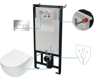 Zestaw WC podtynkowy 6 w 1 DEANTE Peonia, biały, chrom