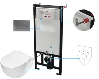 Zestaw WC podtynkowy 6 w 1 DEANTE Peonia, biały, titanium