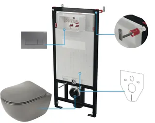 Zestaw WC podtynkowy 6 w 1 DEANTE Peonia, antracyt, titanium