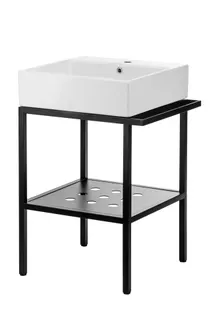 Konsola łazienkowa stojąca z umywalką - 56.5x50 cm DEANTE Temisto, biały, nero