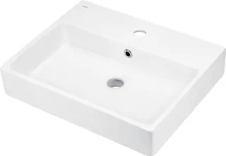 Umywalka ceramiczna nablatowa/ścienna z miejscem na baterię - 50x40 cm DEANTE Temisto, biały