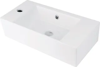 Umywalka ceramiczna nablatowa/ścienna z miejscem na baterię - lewa DEANTE Hiacynt New, biały