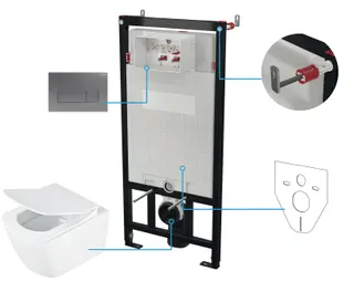 Zestaw WC podtynkowy 6 w 1 DEANTE Blur, biały, titanium