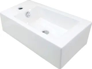 Umywalka ceramiczna nablatowa lewa DEANTE Square, biały