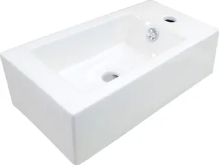 Umywalka ceramiczna nablatowa prawa DEANTE Square, biały