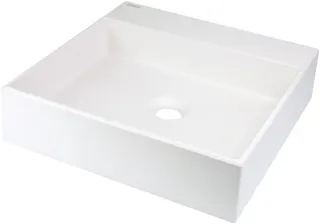Umywalka granitowa nablatowa z miejscem na baterię - 400x400 mm DEANTE Correo, alabaster