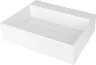 Umywalka granitowa nablatowa z miejscem na baterię - z maskownicą DEANTE Correo, alabaster
