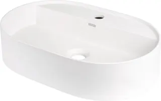 Umywalka granitowa nablatowa z miejscem na baterię - owalna DEANTE Silia, alabaster