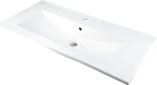 Umywalka ceramiczna wpuszczana z miejscem na baterię DEANTE Tubo, biały