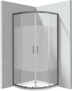 Kabina prysznicowa z brodzikiem półokrągła 90x90 cm - wzór pas DEANTE Funkia Evo, titanium