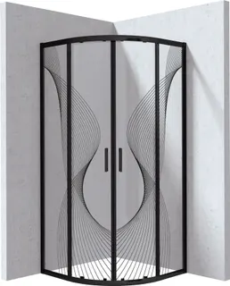 Kabina prysznicowa półokrągła 90x90 cm - wzór fala DEANTE Funkia Evo, nero
