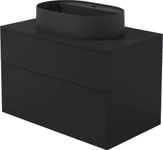 Szafka umywalkowa z umywalką granitową - 55x35 cm DEANTE Prizma, nero