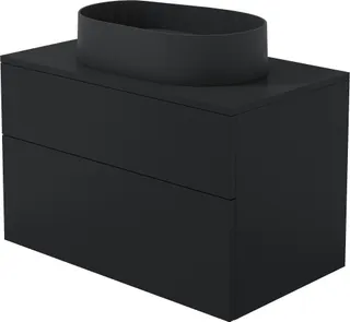 Szafka umywalkowa z umywalką granitową - 55x35 cm DEANTE Prizma, nero