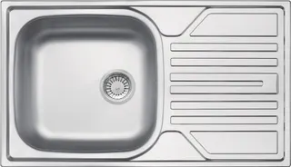 Zlewozmywak stalowy 1-komorowy z ociekaczem - odpływ 3.5" DEANTE Legato, satyna