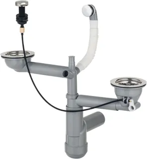 Syfon do zlewozmywaka granitowego 1.5- i 2-komorowego - Space-Saver DEANTE Space-Saver Lux, stal