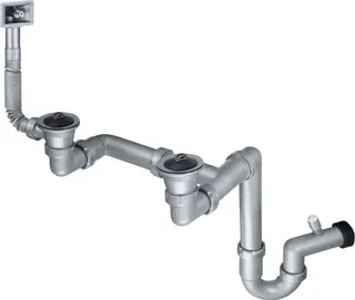 Syfon do zlewozmywaka stalowego 2-komorowy - odpływ 2" DEANTE , stal
