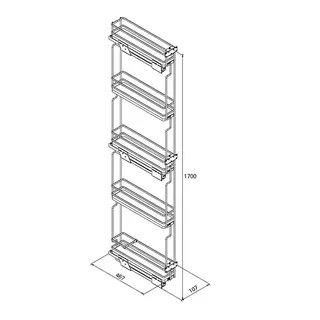Cargo wysoki 150mm (h=1700mm) 5 polek bialy/chrom, Galaxy VIBO (ELQGM155SXPRPOMBC) — фото 4